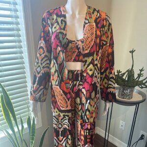 3 Piece - Cami, Wide leg Pant & Coat  Set